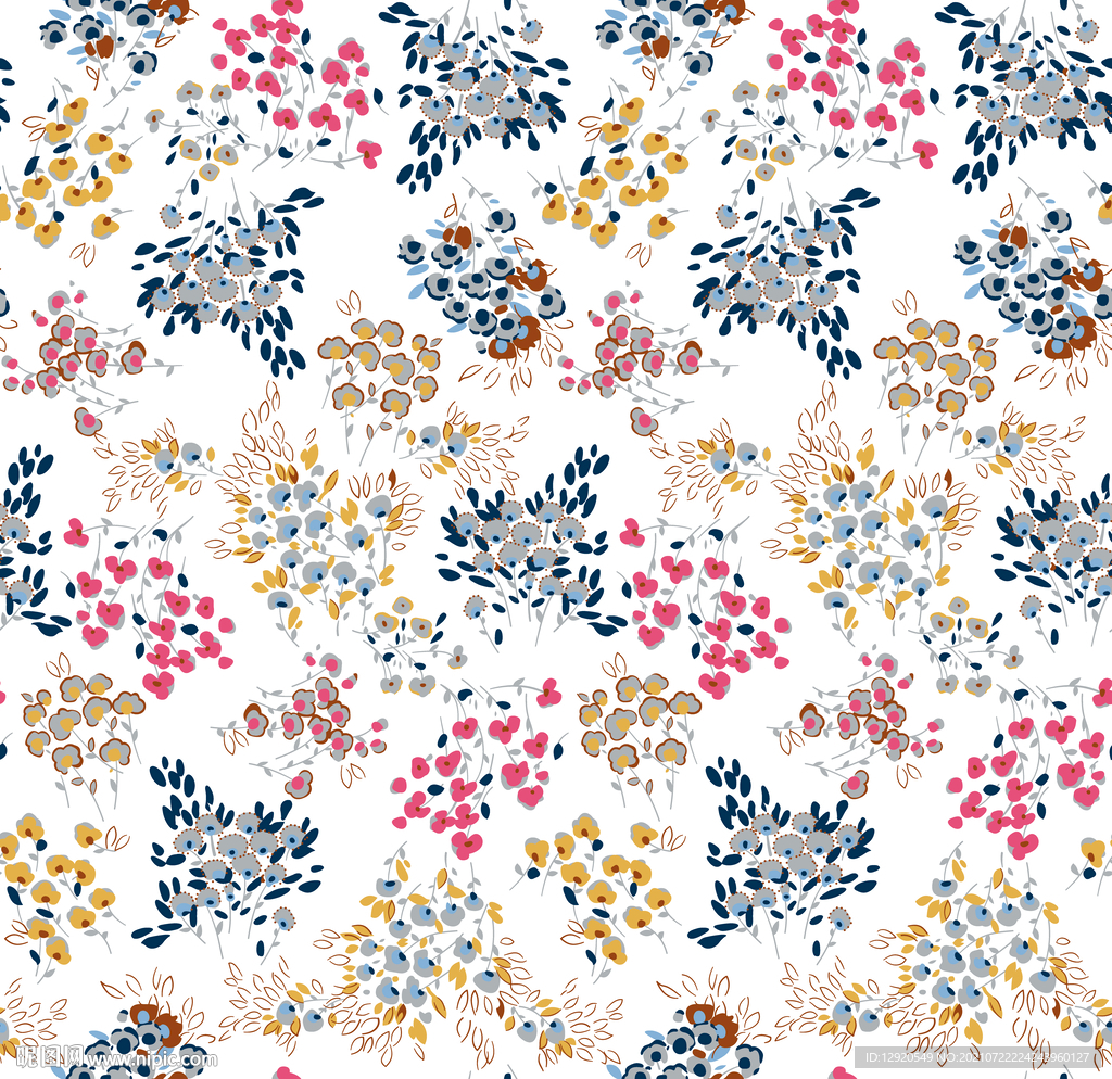 大牌抽象小花朵碎花
