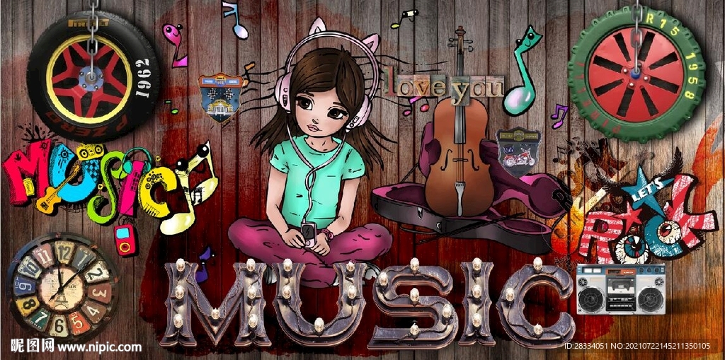 欧美风MUSIC酒吧KTV壁画