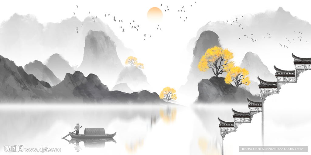 最新山水画客厅画