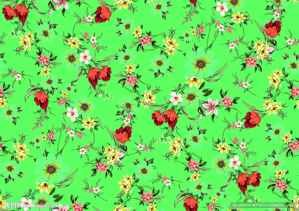 大牌线条花朵边衣裙印花