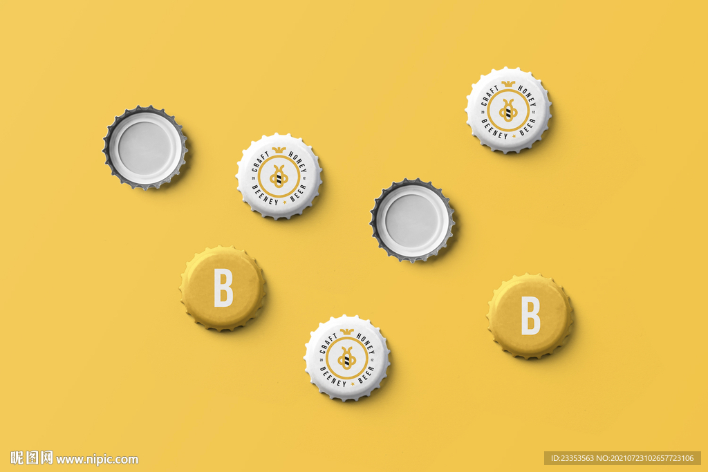 啤酒瓶盖智能贴图效果 样机