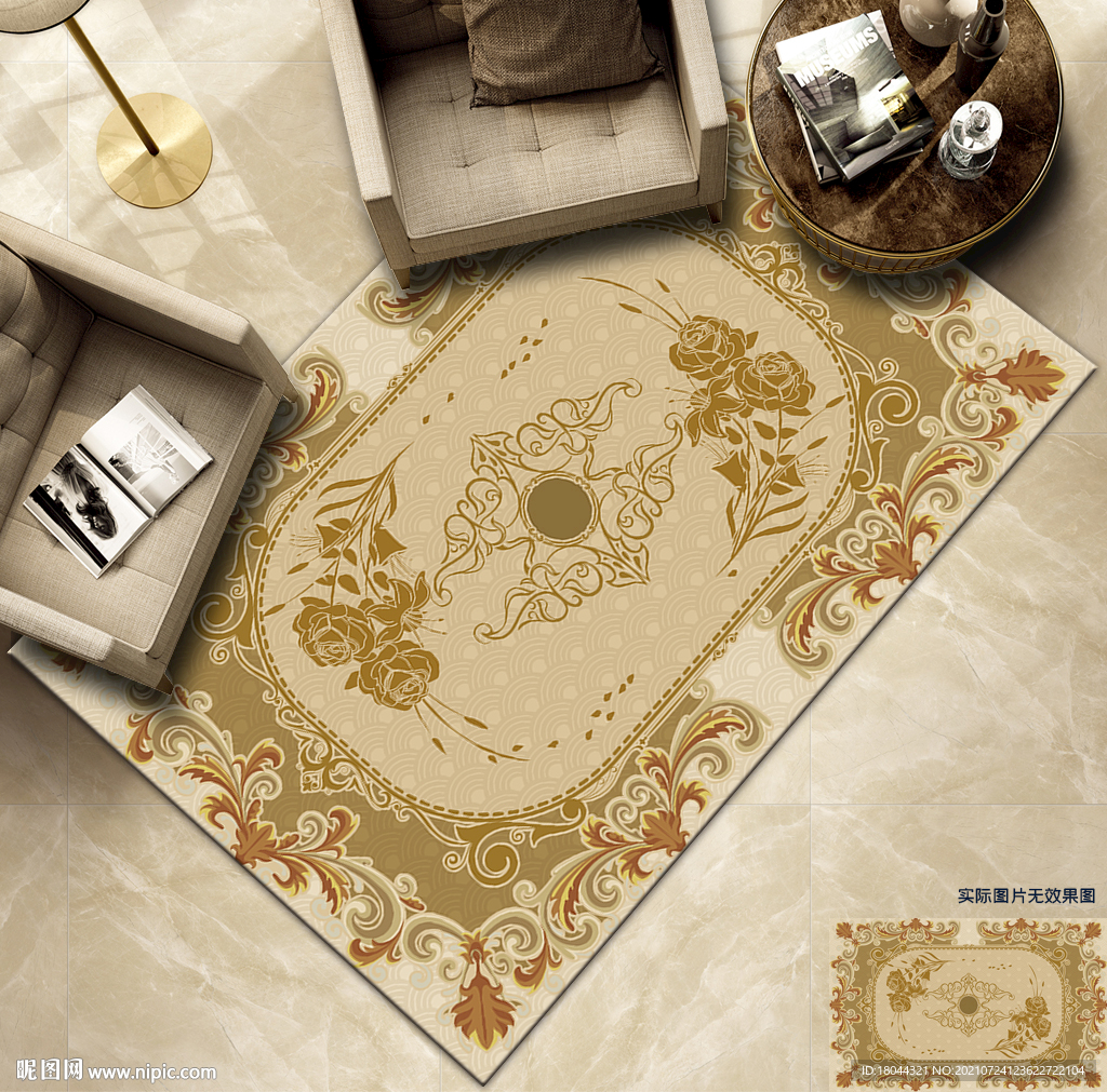 欧式花纹边框复古地毯