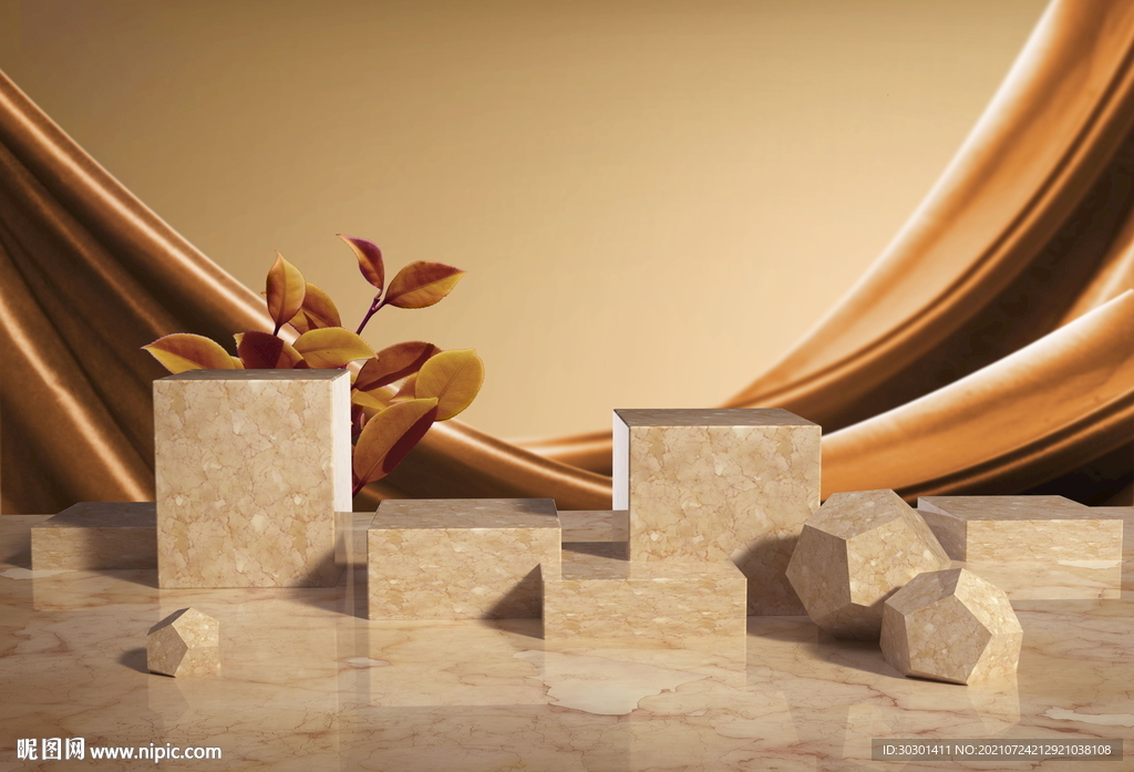 金色丝带高级展台海报背景