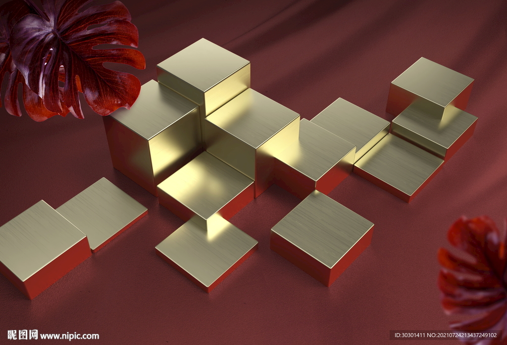 红色大气金色国潮高级展台背景