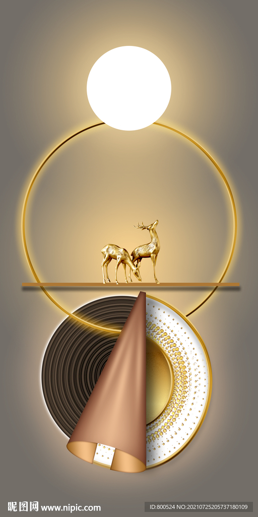 光影几何发财麋鹿玄关