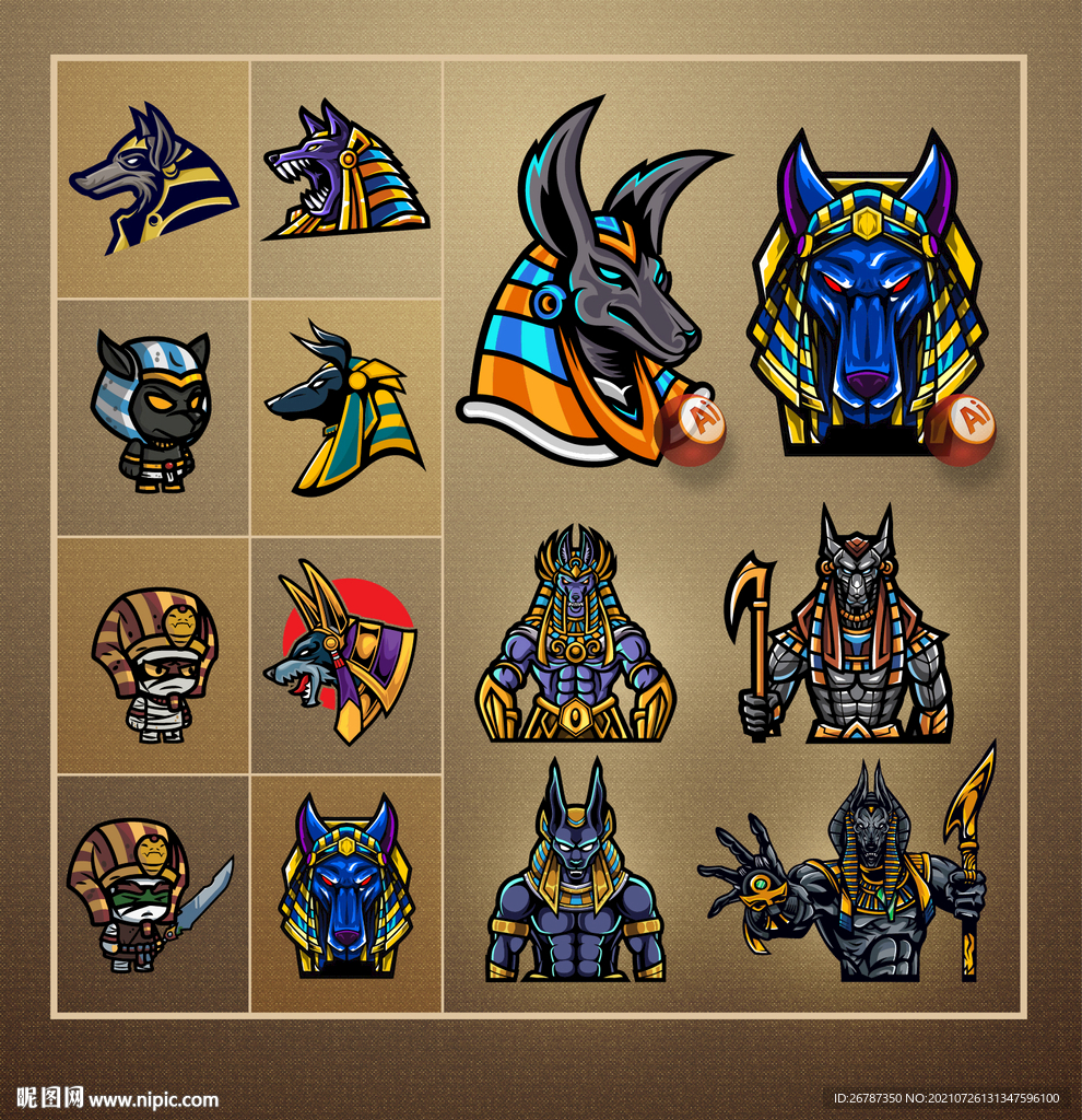 矢量埃及神兽头像