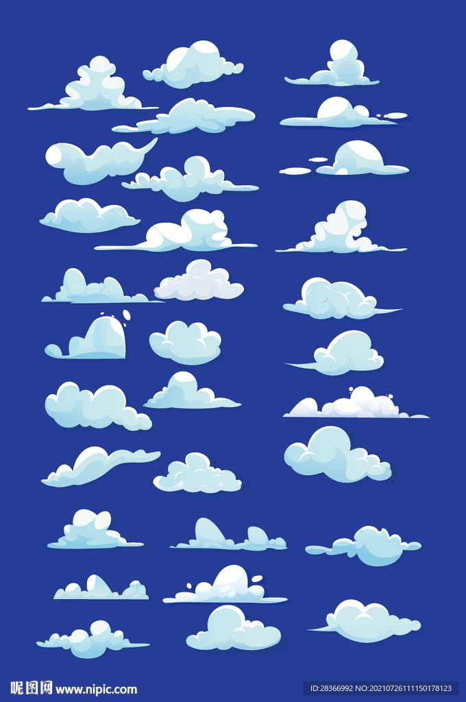 矢量手绘白云云朵元素