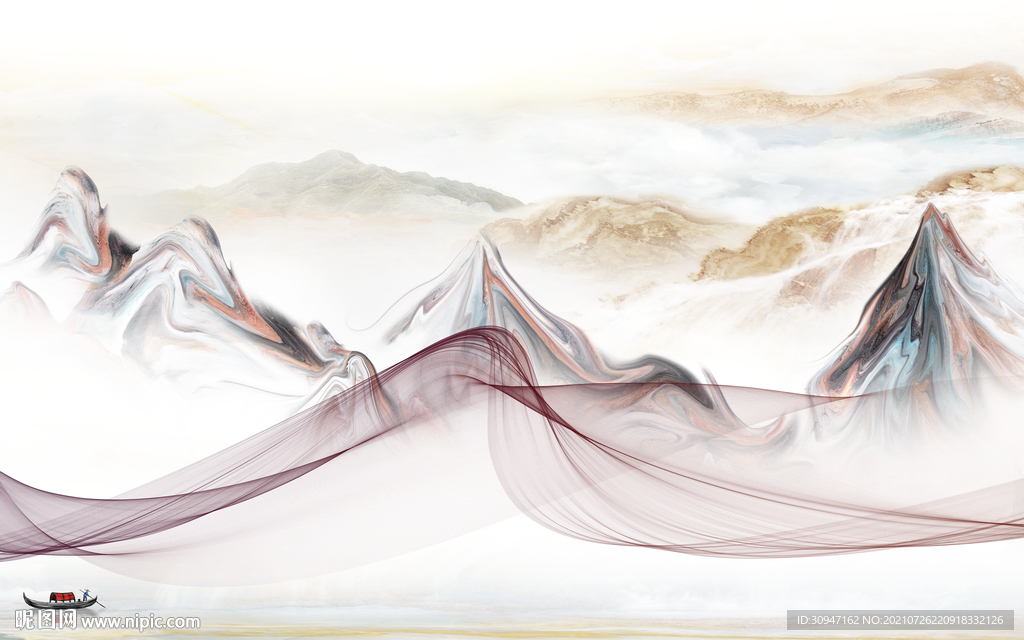 新款简约山水画 TIF分层图