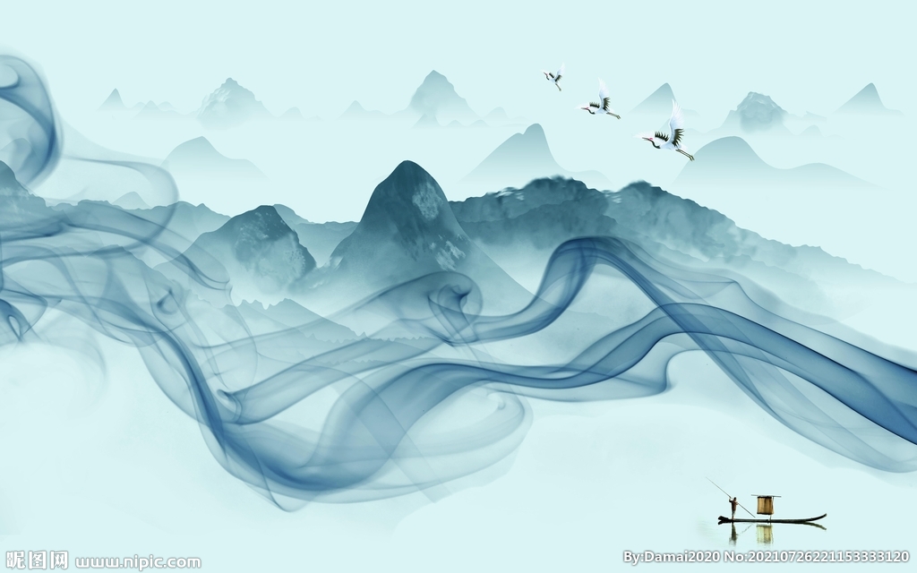 新中式简约山水画 TIF分层图