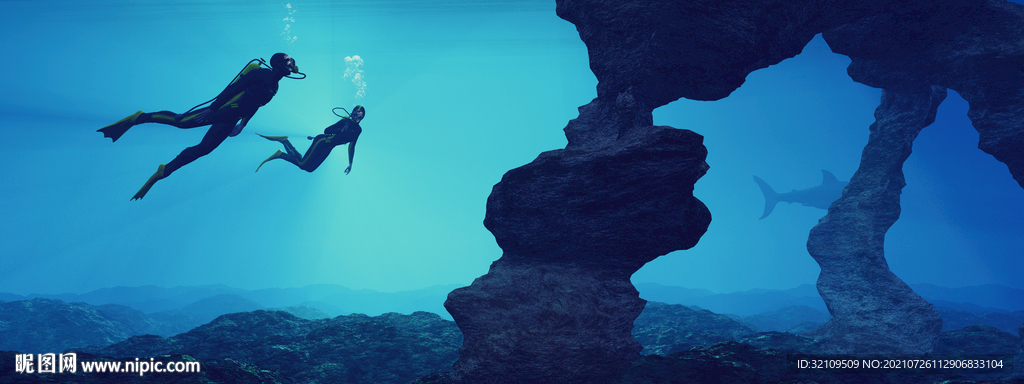 蓝色潜水图
