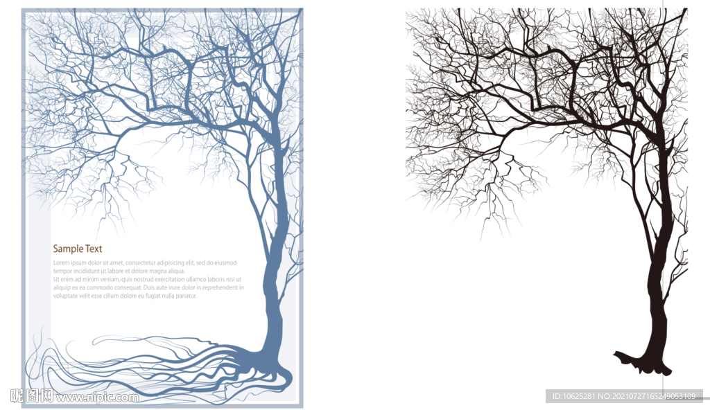 树枝效果 矢量线条图