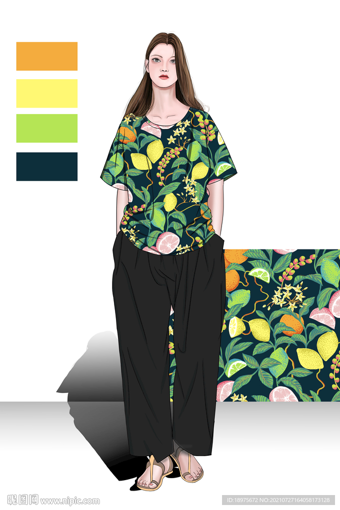 服装设计数码印花图案高清分层