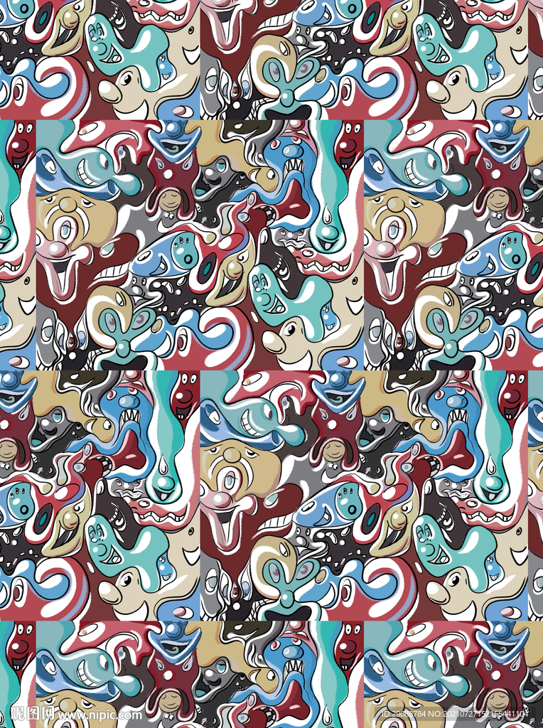 大牌 数码印花 涂鸦 笑脸