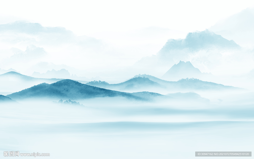 人气 简约山水画 TIF分层图