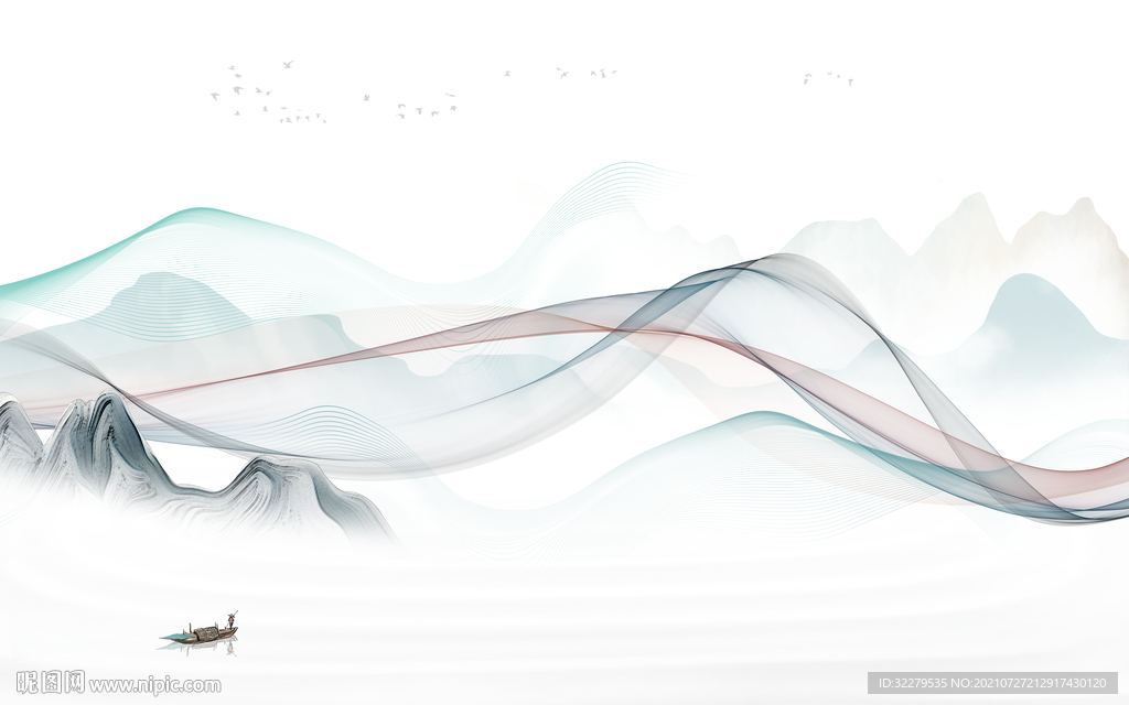 新中式大气意境山水 TIF分层