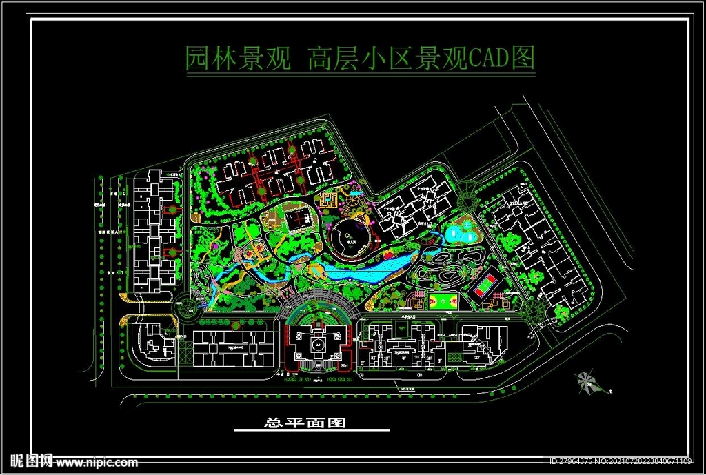 高层小区园林景观 CAD图