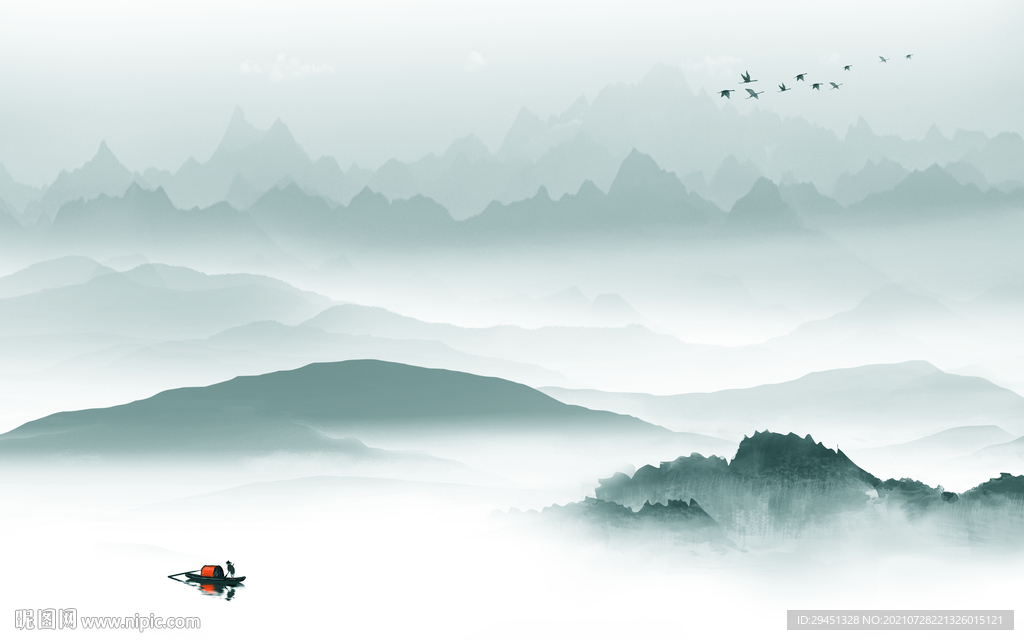 中国风意境新山水 tif分层图