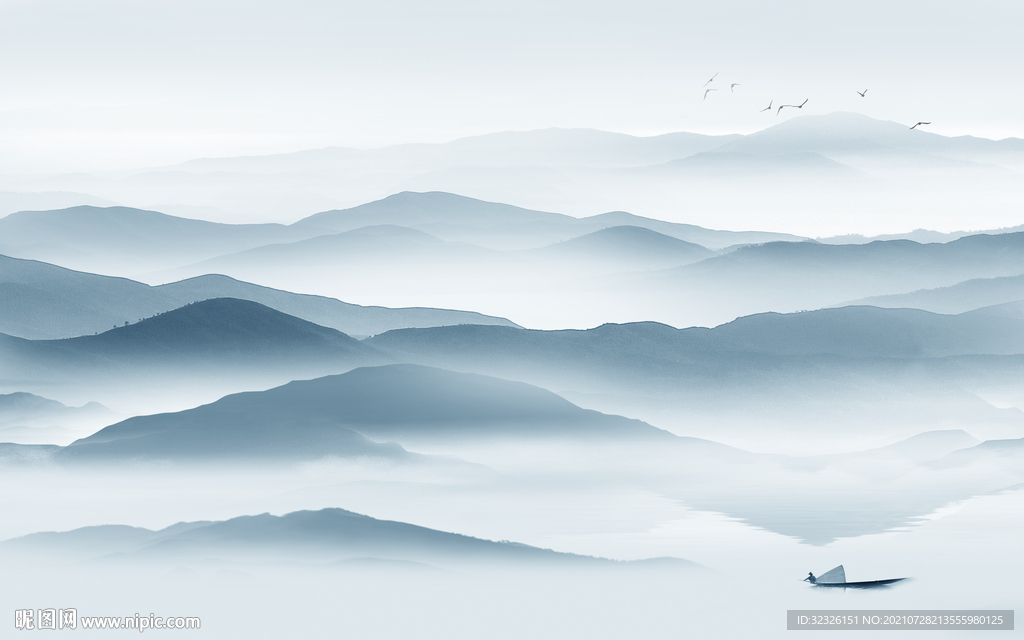 高清客厅山水 tif分层画 