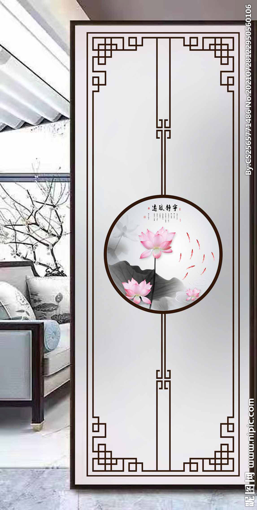 高清分层彩白彩屏风打印图