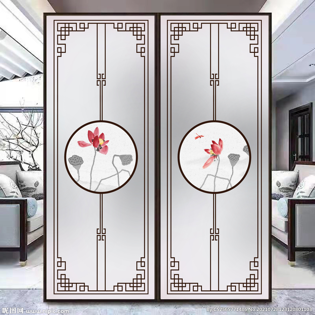 高清分层彩白彩屏风打印图