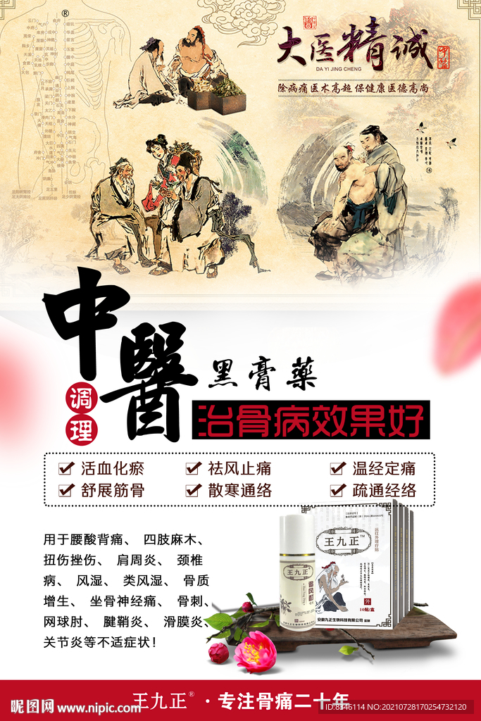 中医黑膏药展板