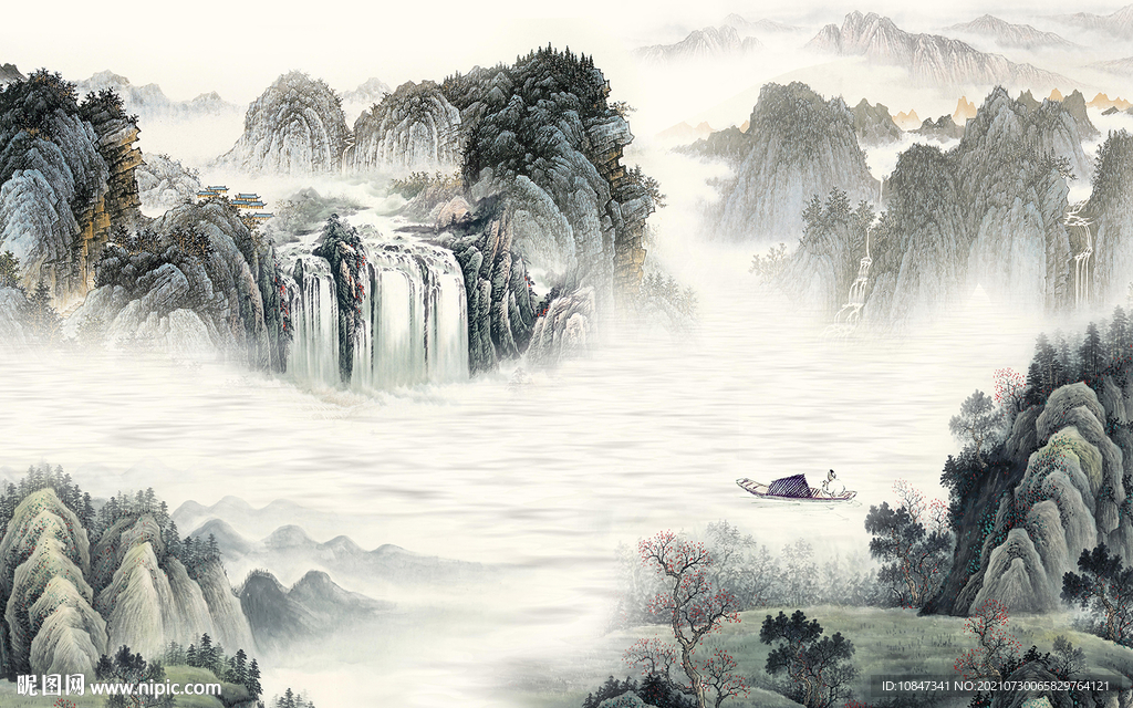 客厅山水背景 TIF分层