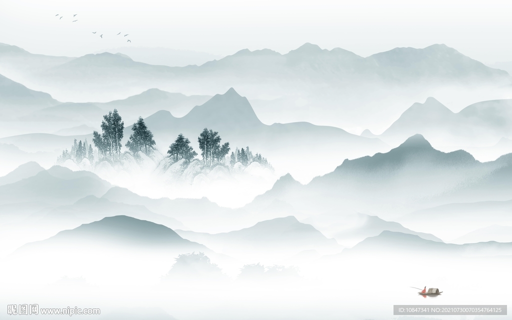 最新客厅山水背景 TIF分层