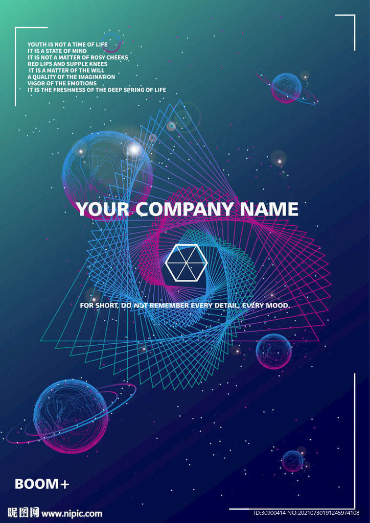 炫彩蓝色三角形线条海报