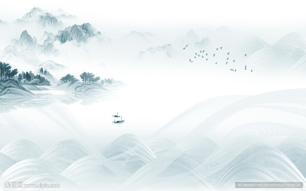 最新现代山水 tif分层文件