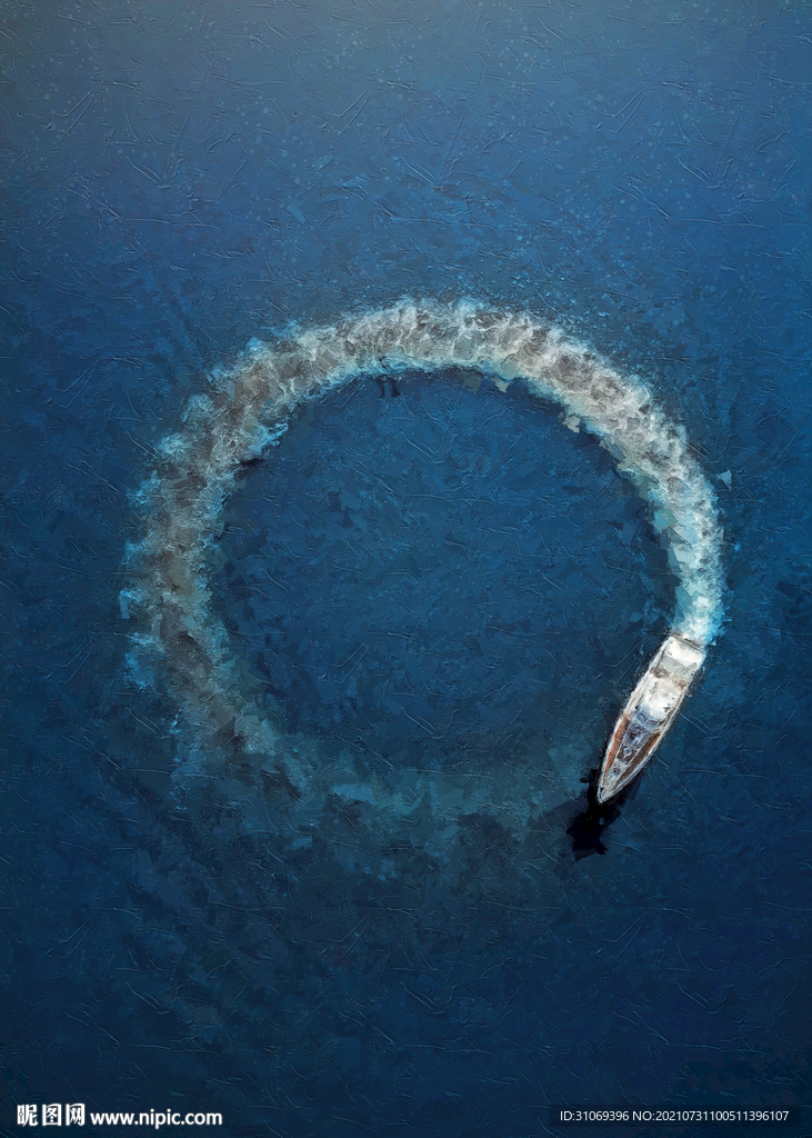 数字油画装饰画素材花样游艇