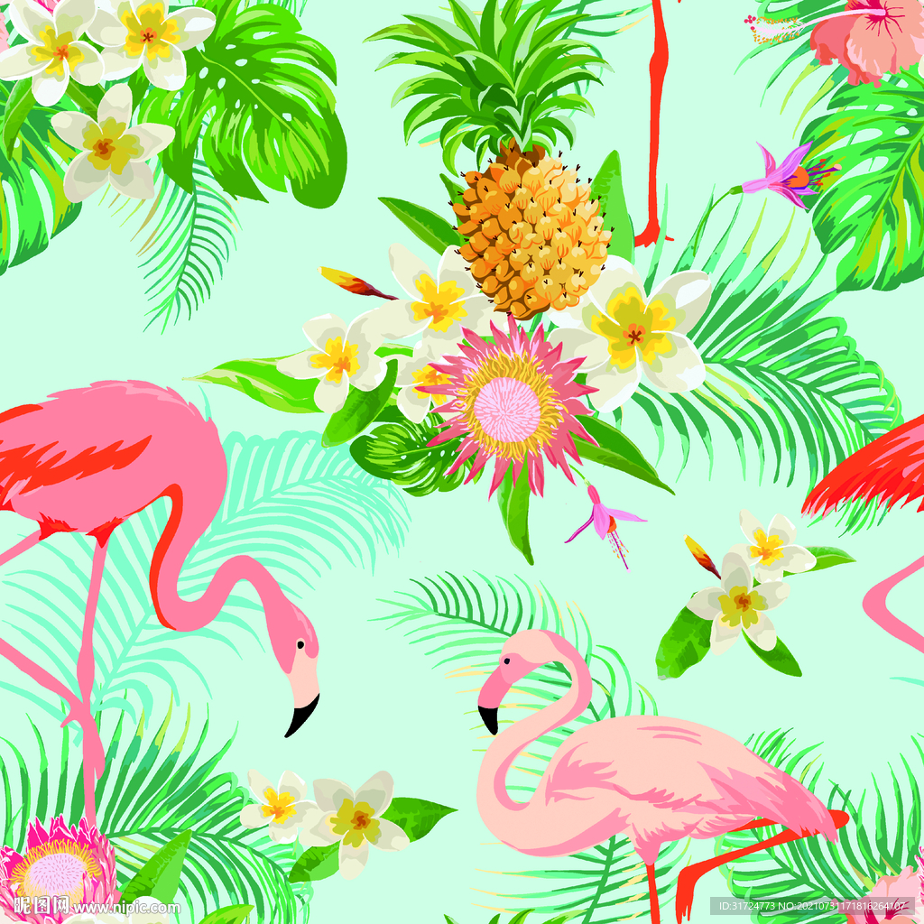 大牌 火烈鸟 热带花