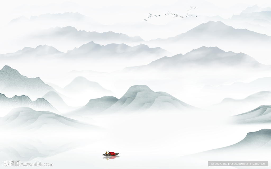 中国风现代山水 tif分层文件