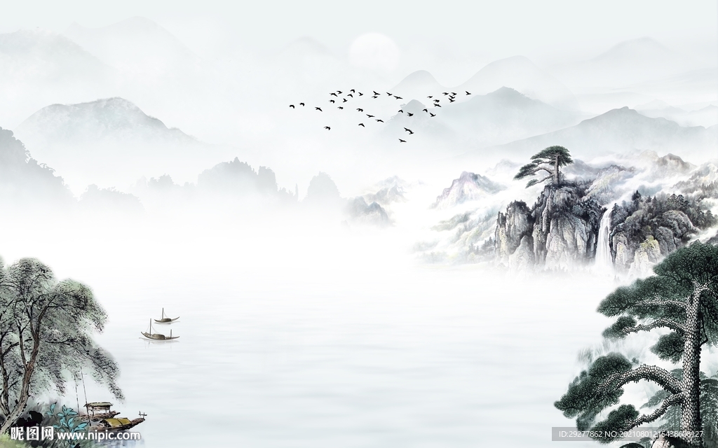 爆款现代山水 tif分层文件