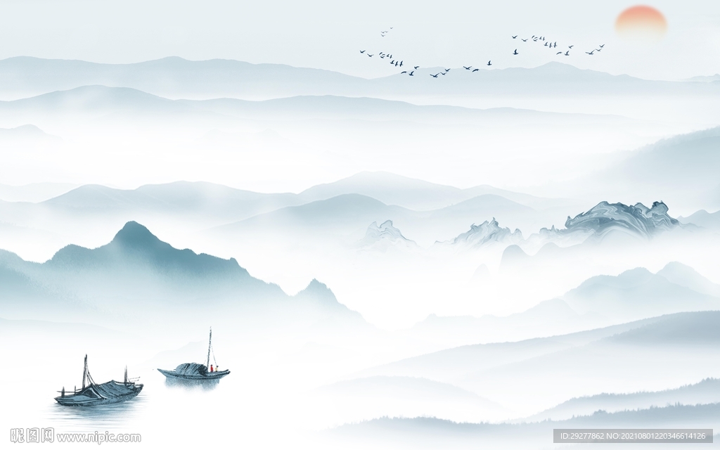 中式现代山水 tif分层文件