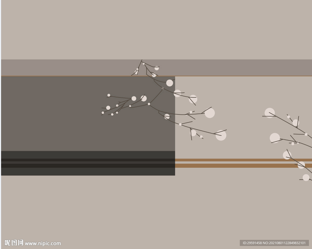 手绘抽象树枝背景墙