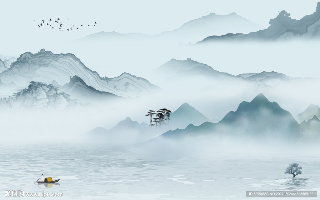 意境 山水中式画 TIF分层 