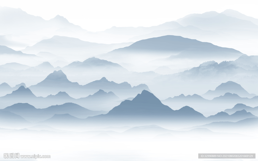 现代 山水中式画 TIF分层 