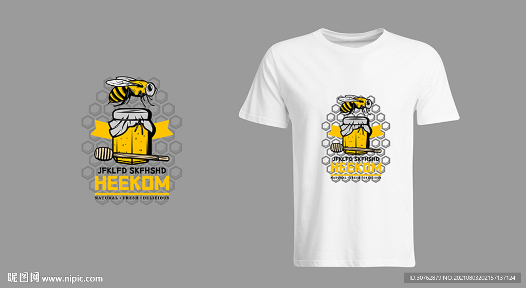 蜂蜜罐子蜜蜂环保自然T恤图案印