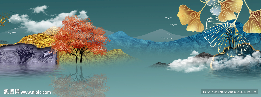 别墅 现代新床头画 TIF分层