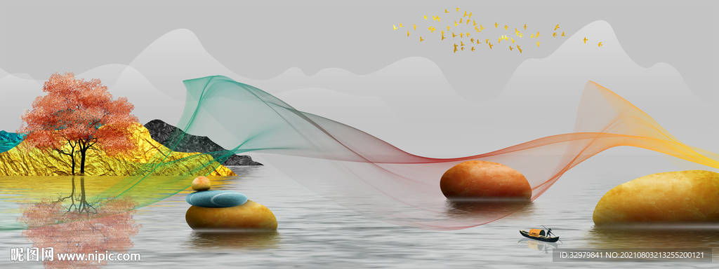 简约现代新床头画 TIF分层