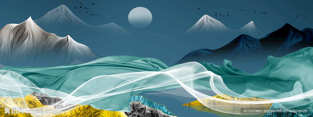 大气 现代新床头画 TIF分层