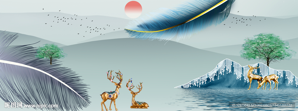 高清 现代新床头画 TIF分层