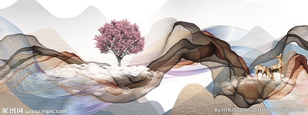 高档 现代新床头画 TIF分层