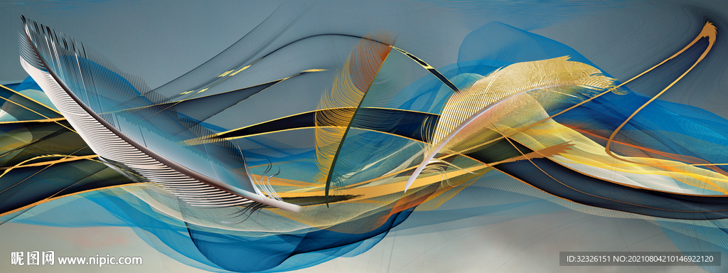 羽毛晶钻床头画 TIF分层图