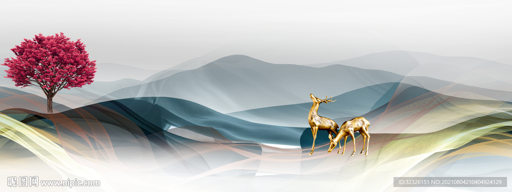 奢华晶钻床头画 TIF分层图