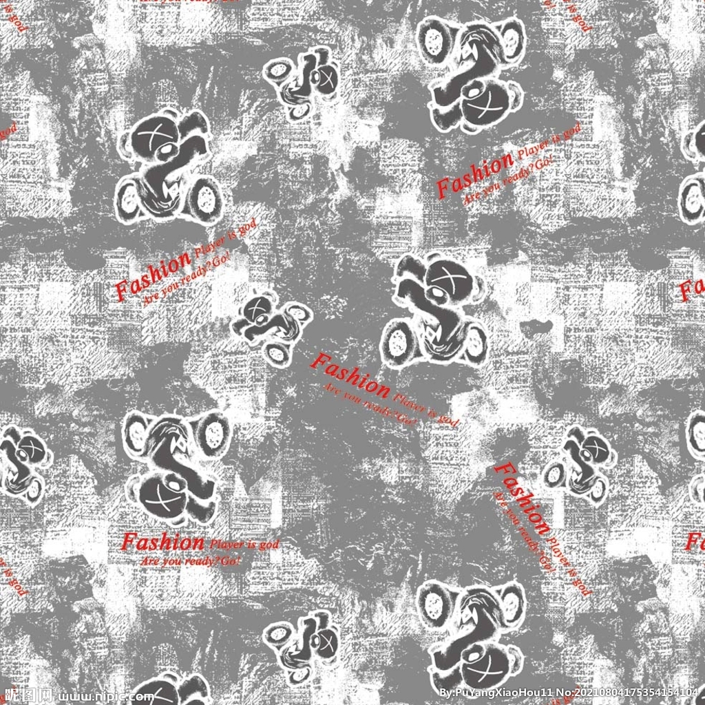 卡通 熊 字母 迷彩 泥点