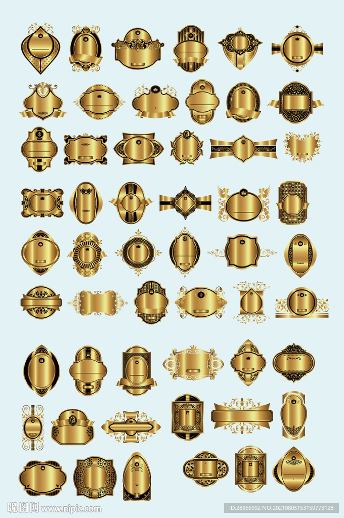 AI矢量欧式金色花纹标签