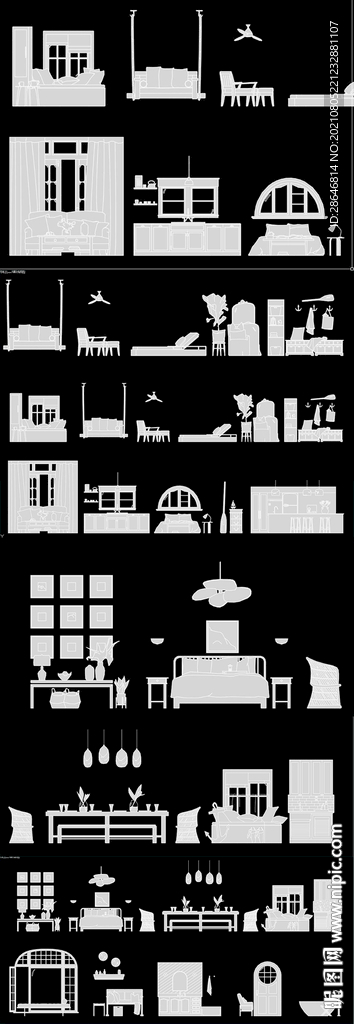 海滨别墅家具CAD图库