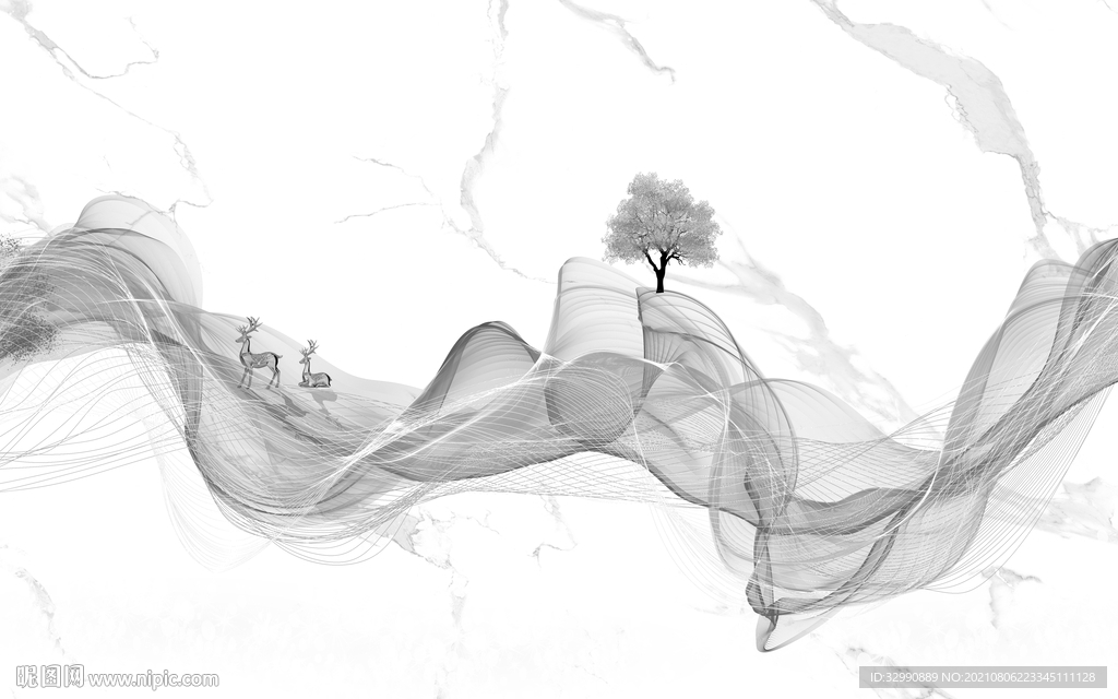 简约灰色背景墙画 TIF分层