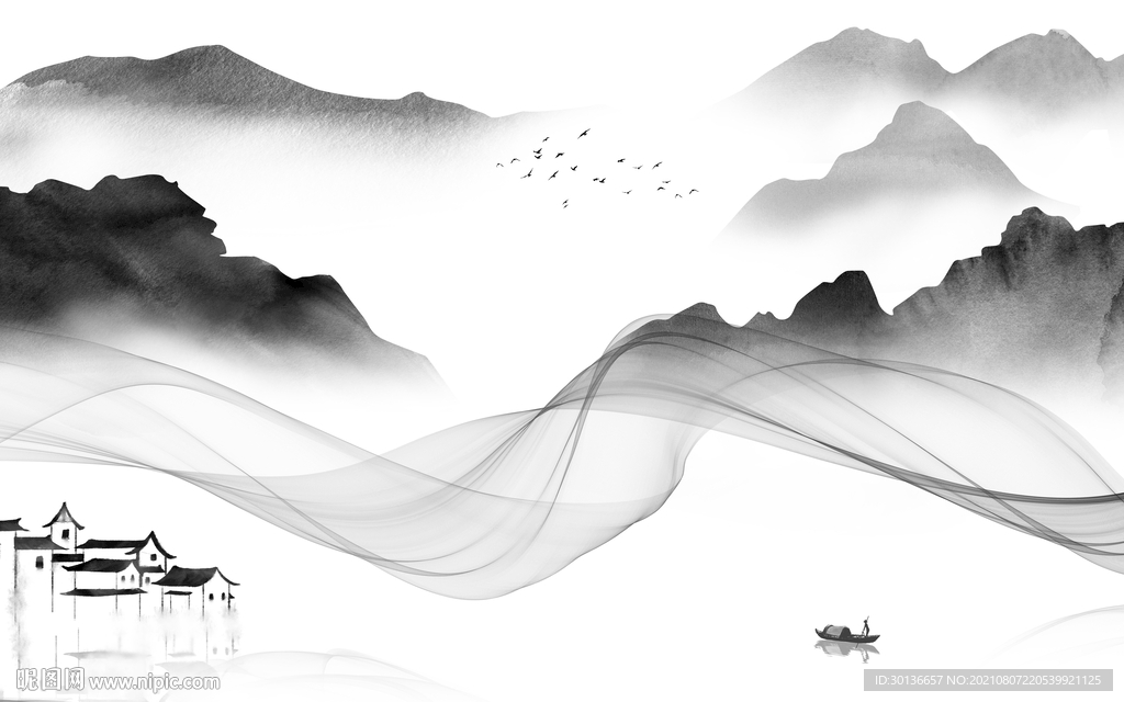 新款灰色山水 TIF分层画